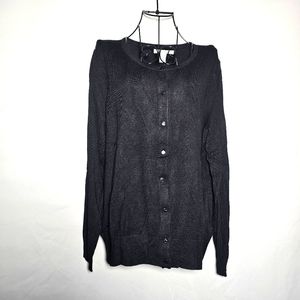 Kenneth Cole Black long sleeve button up top nwt Large